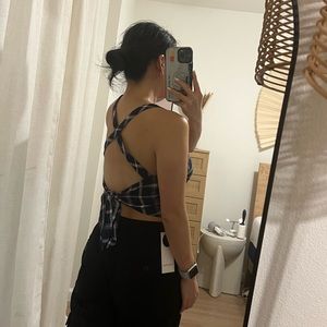 Revolve Privacy Please Checkered cross back Crop Top - size S (NWT)
